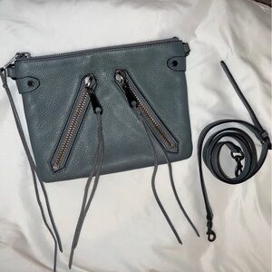 Rebecca Minkoff Leather Clutch/crossbody with Zipper/Fringe Accents